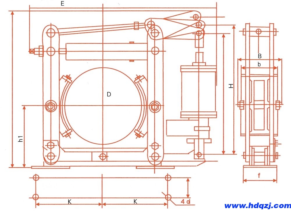 YDWZ系列節(jié)能長行程制動(dòng)器外形尺寸圖 YDWZ系列節(jié)能長行程制動(dòng)器外形尺寸圖