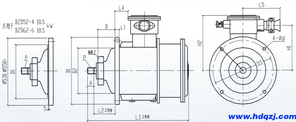 BZD系列防爆電動(dòng)葫蘆主起升一機(jī)雙速電動(dòng)機(jī)圖片與外形尺寸圖 BZD系列防爆電動(dòng)葫蘆主起升一機(jī)雙速電動(dòng)機(jī)圖片與外形尺寸圖
