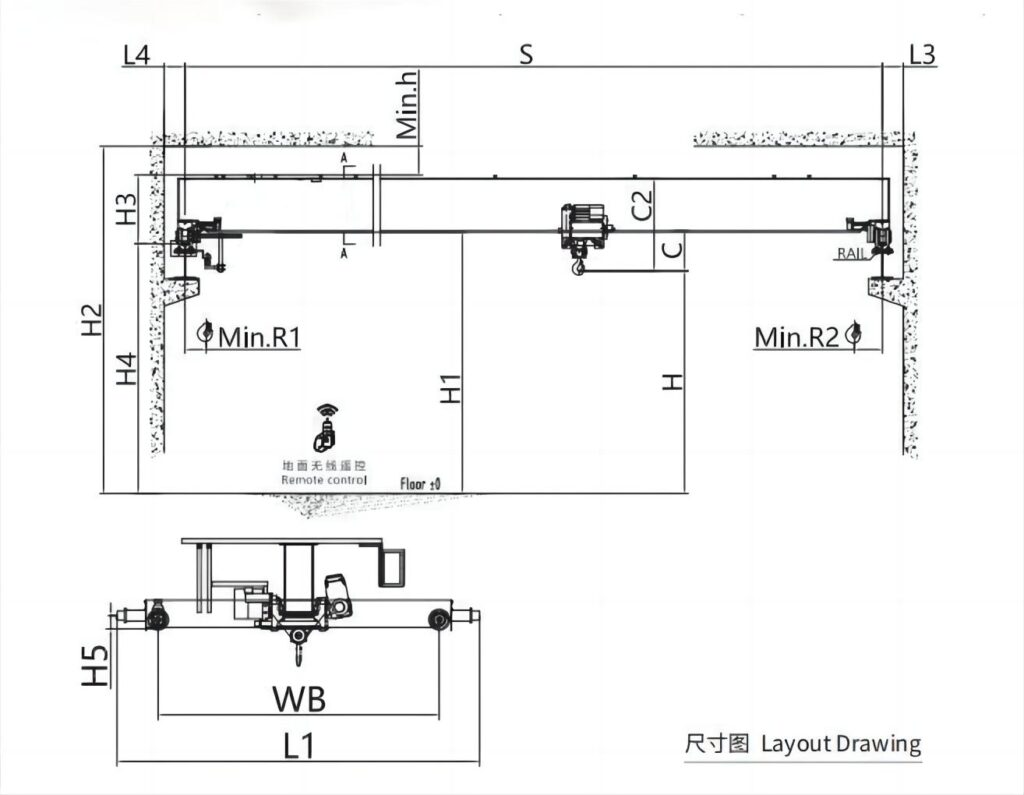 5噸歐式單梁起重機結(jié)構(gòu)圖