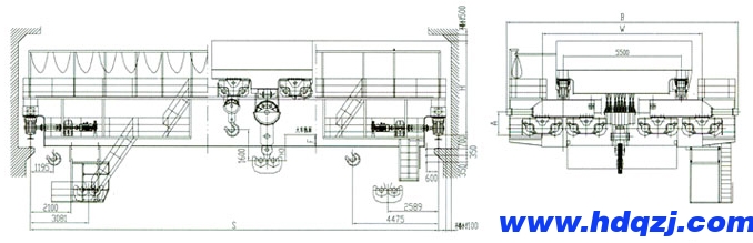 QD型160/50噸電動雙梁吊鉤橋式起重機(jī) QD型160/50噸電動雙梁吊鉤橋式起重機(jī)